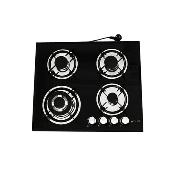 Plaque à Gaz STARONE 4 Feux Noir en verre Plaque à Gaz STARONE 4 Feux Noir en verre